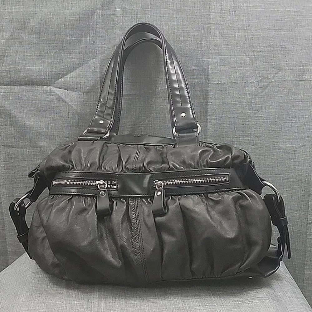 Desmo Made in Italy black Soft leather Shoulder Bag, Slouch Hobo Silver Hardware